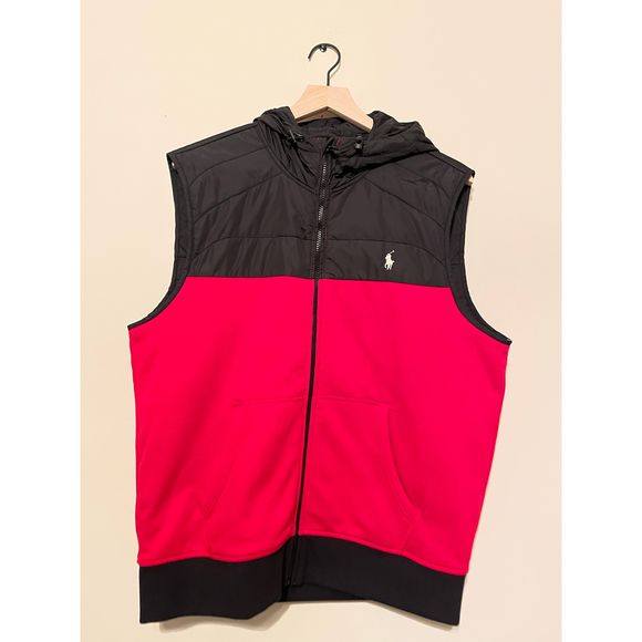Polo Ralph Lauren Other - Men’s Polo Ralph Lauren Quilted Hooded vest Red and Black Large